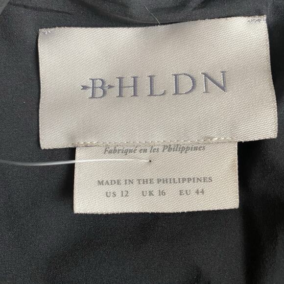 Anthropologie BHLDN‎ Dress ONE SHOULDER Sz 12 Black Slit Cutout Back Midi NEW - Picture 11 of 16